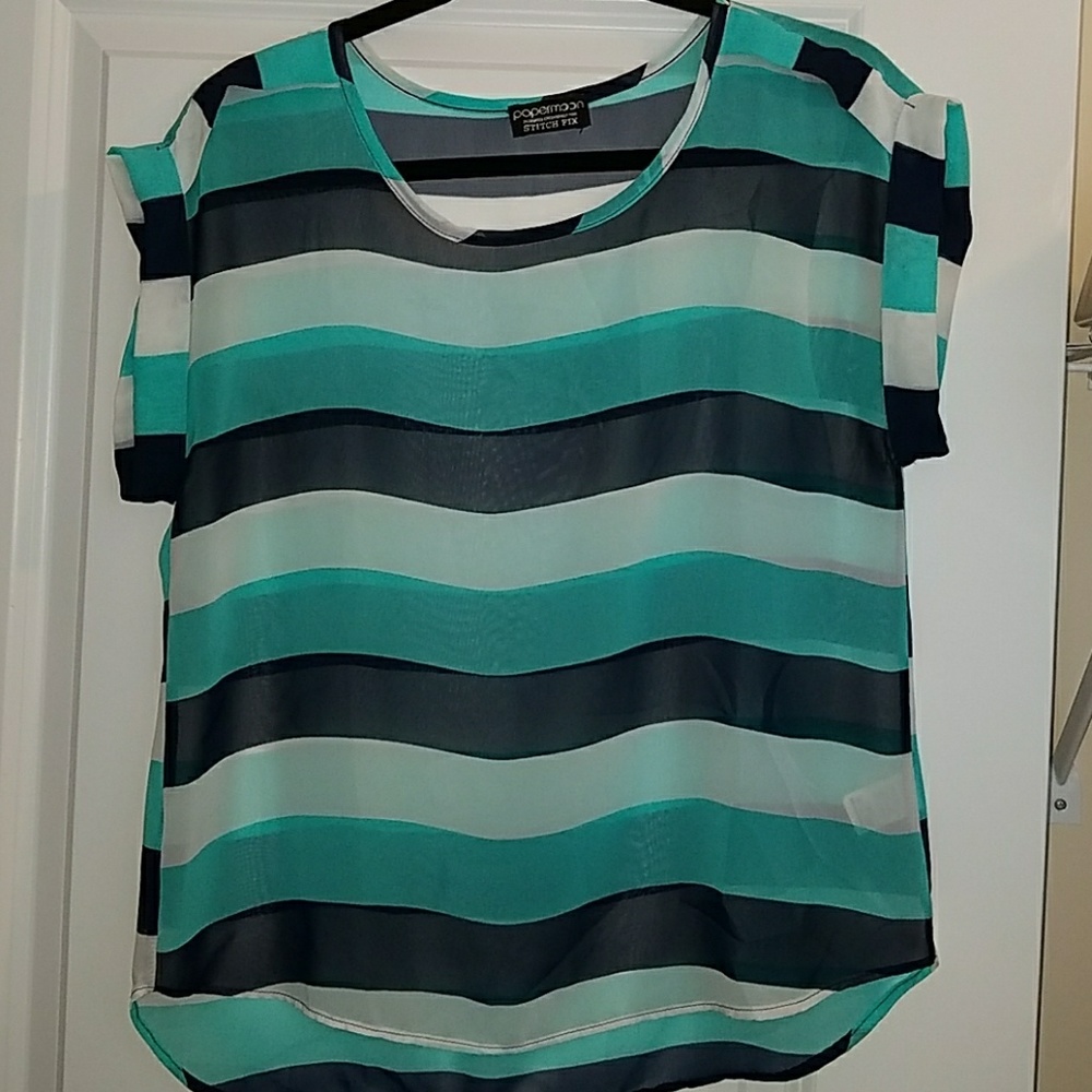 Striped short sleeve blouse